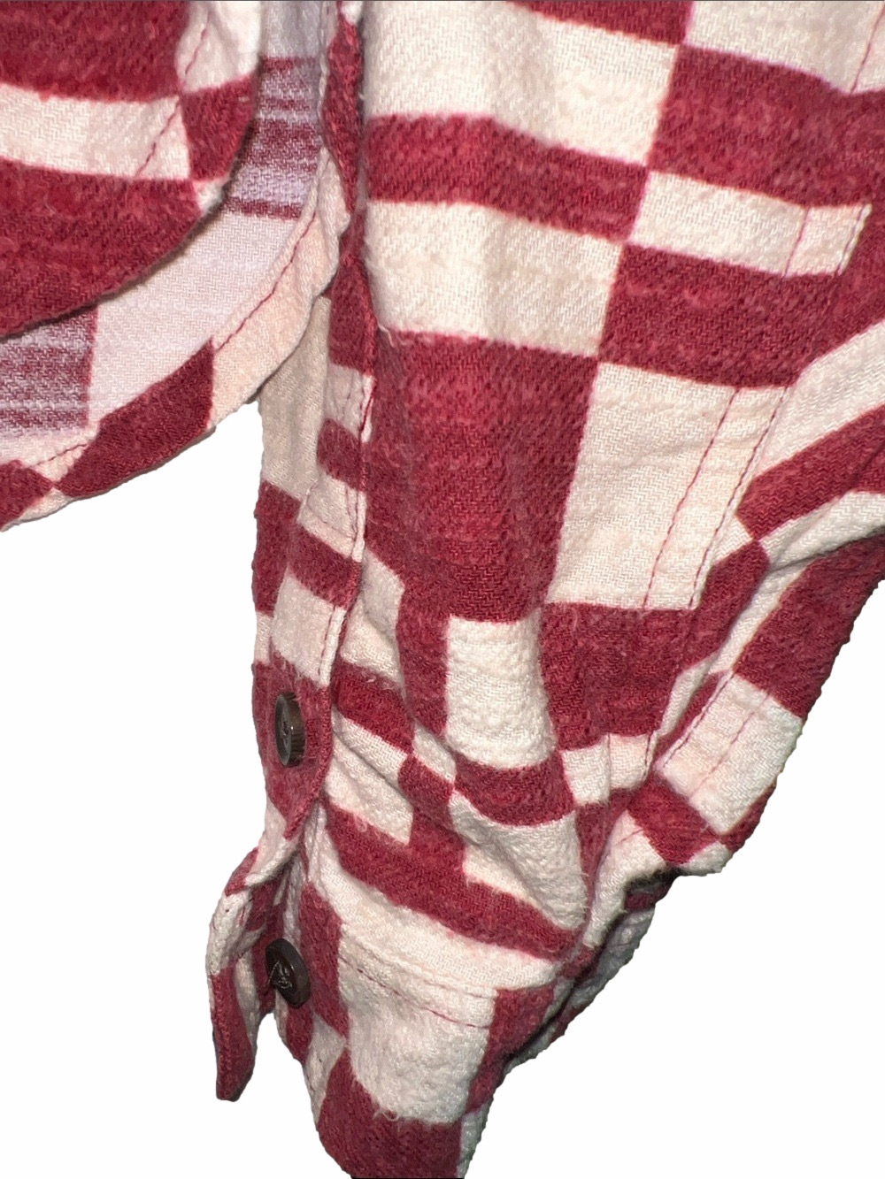 BDG Red and Cream Geometric Shacket, Size SP, (0033) - Picture 4 of 12